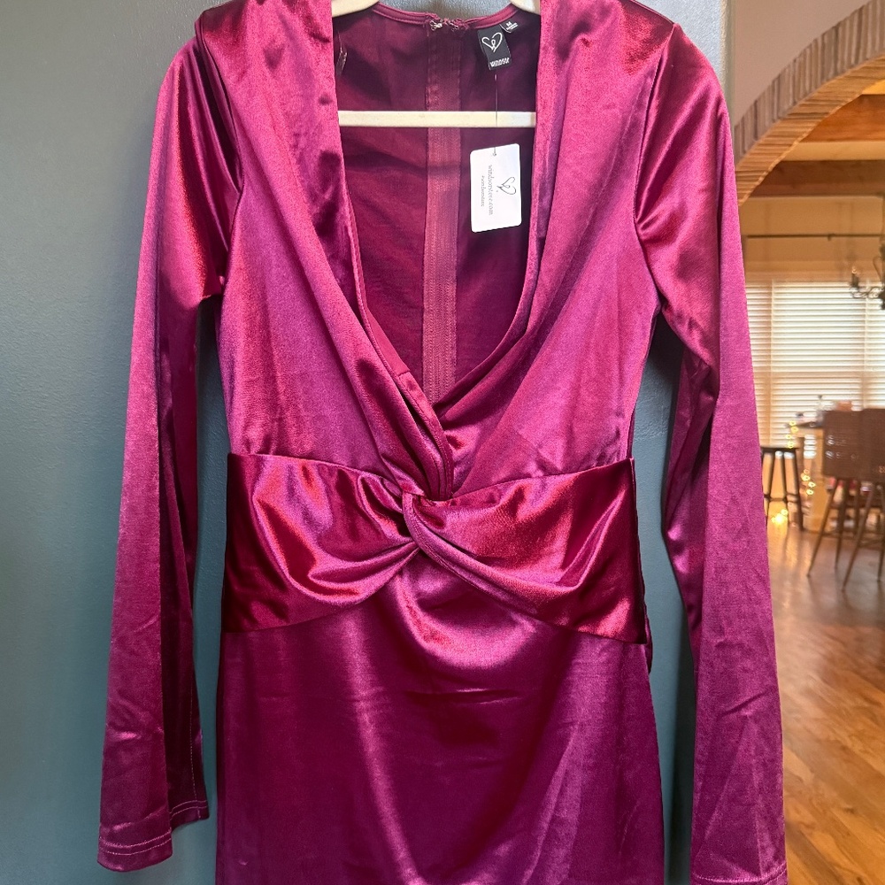 Burgundy velvet cocktail dress